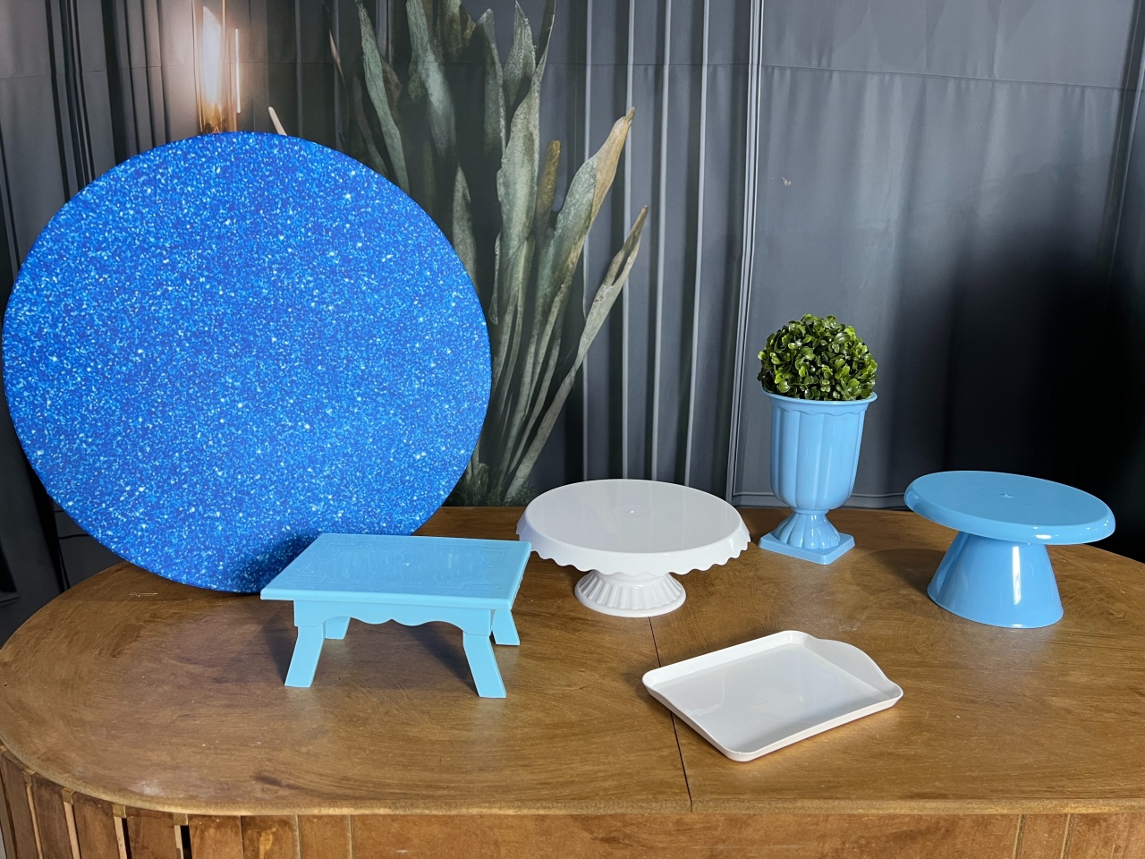 Kit de Mesa   Glitter Azul - AZ PEGUE E MONTE