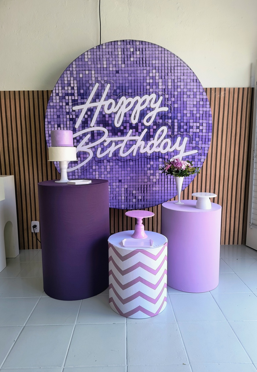 Kit Prata Happy Birthday Lilas - Lilas Decor Locações e Festas