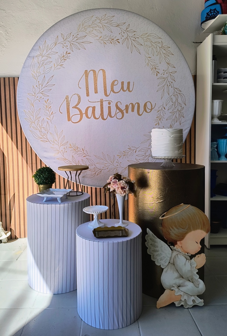  Kit Prata Batizado Dourado  - Lilas Decor Locações e Festas