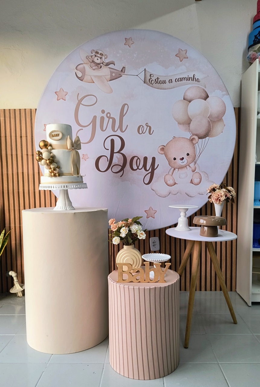 Kit Prata Chá Revelação  - Lilas Decor Locações e Festas
