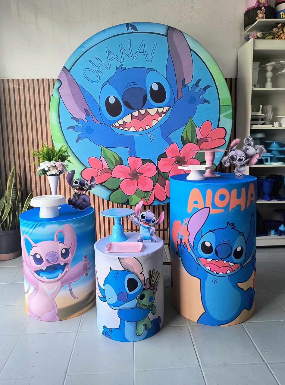 Kit Prata Stitch Azul  - Lilas Decor Locações e Festas