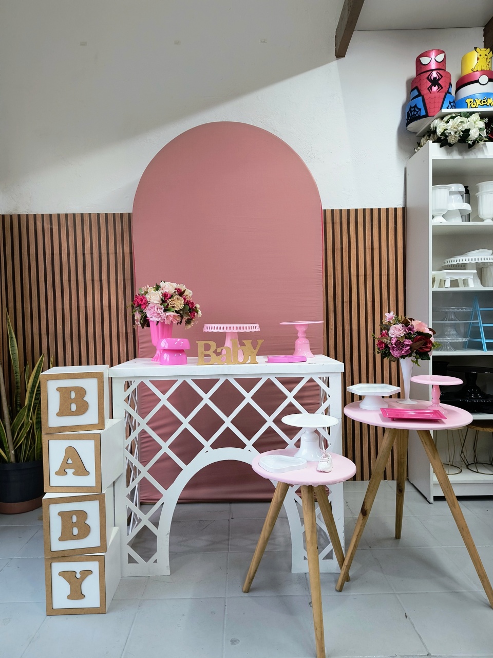 Kit Ouro Cha de Bebê Rose, Rosa E Branco  - Lilas Decor Locações e Festas