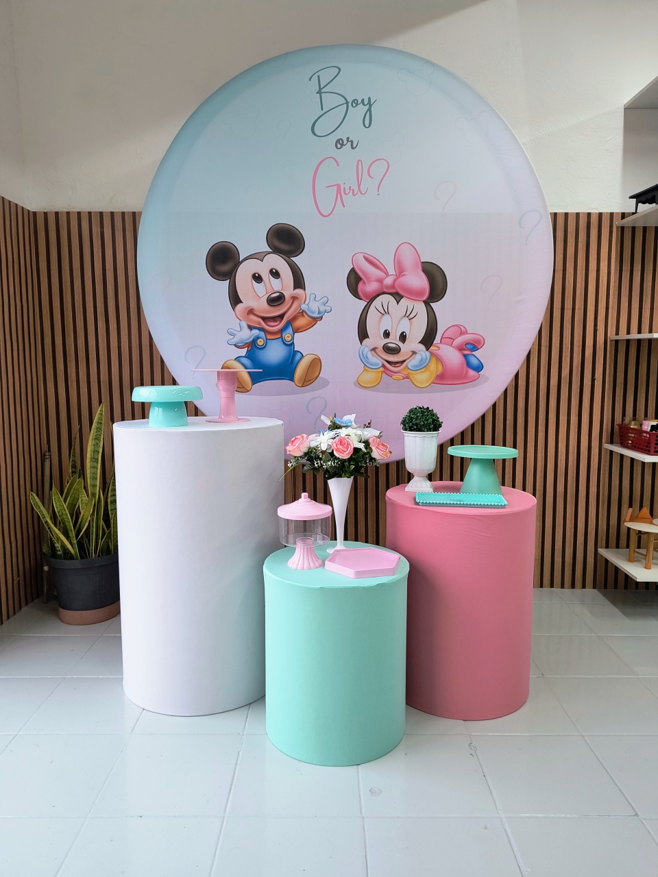 Kit Prata Chá Revelação Mickey E Minnie Baby - Lilas Decor Locações e Festas