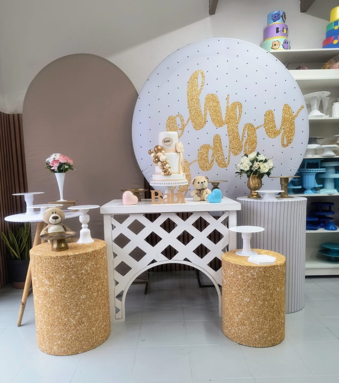 Kit Composição Oh Baby Dourado  - Lilas Decor Locações e Festas