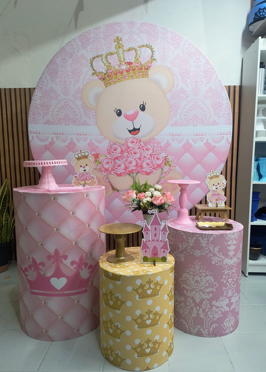 Kit Prata Ursinha Princesa - Lilas Decor Locações e Festas