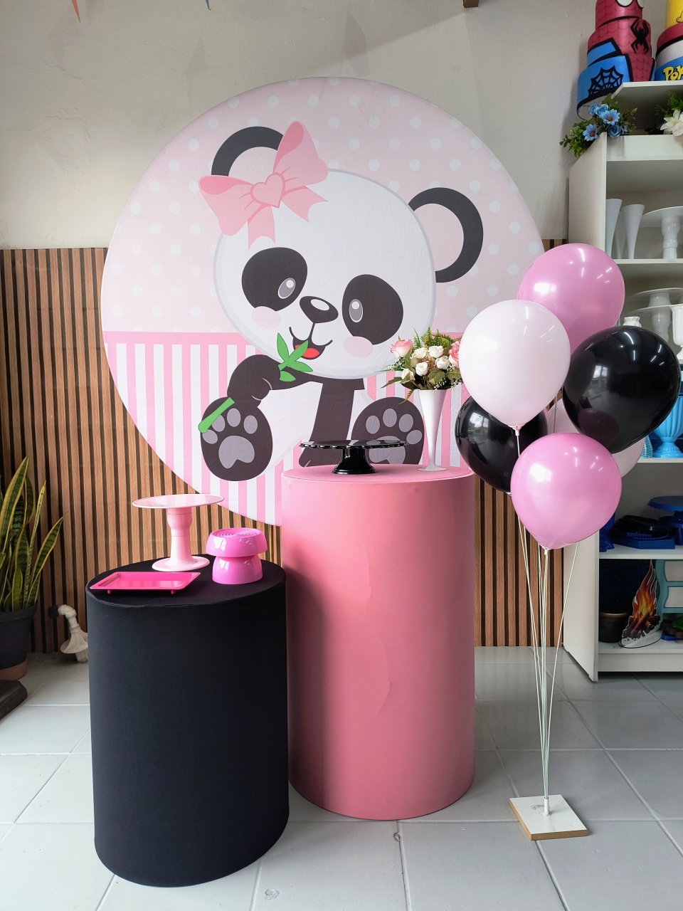  Kit Bronze Panda Rosa  - Lilas Decor Locações e Festas