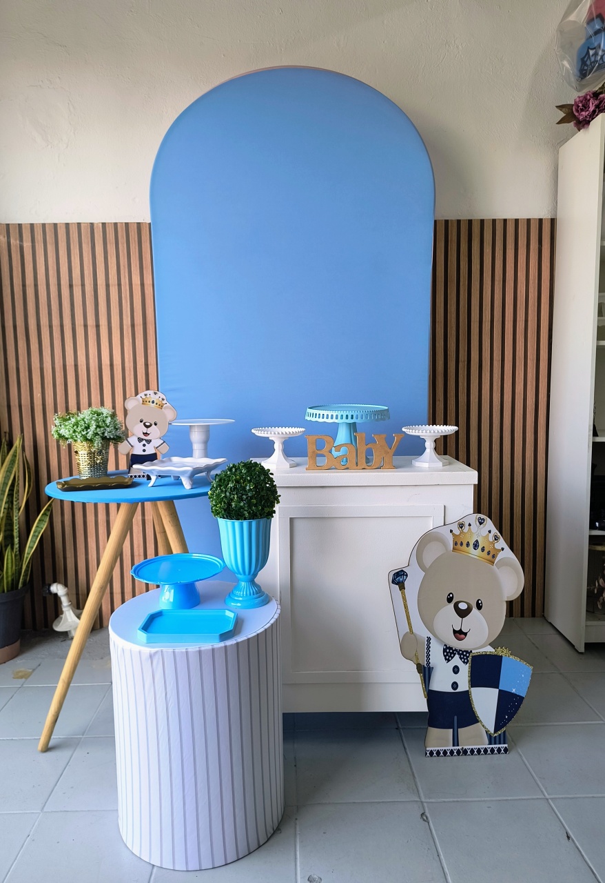 Kit Ouro Chá de Bebê Menino Ursinho Realeza - Lilas Decor Locações e Festas