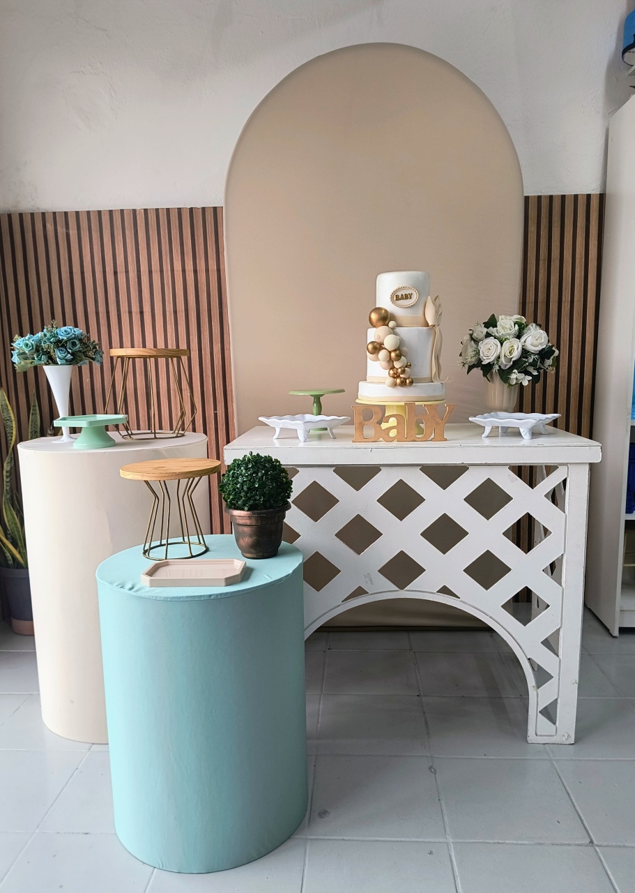Kit Ouro Chá de Bebe Verde E Bege  - Lilas Decor Locações e Festas