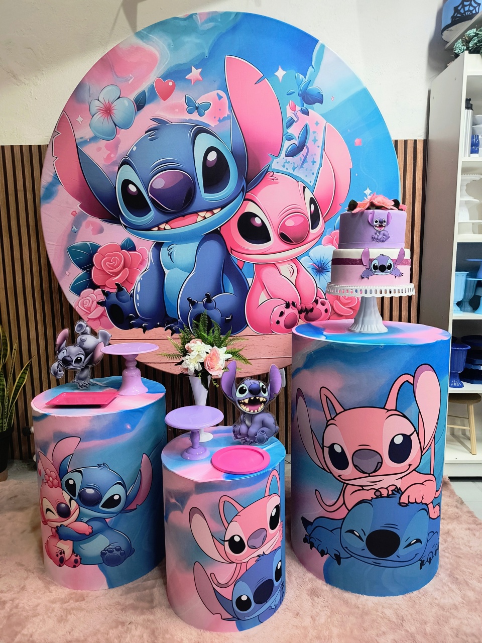 Kit Prata Angel E Stitch - Lilas Decor Locações e Festas