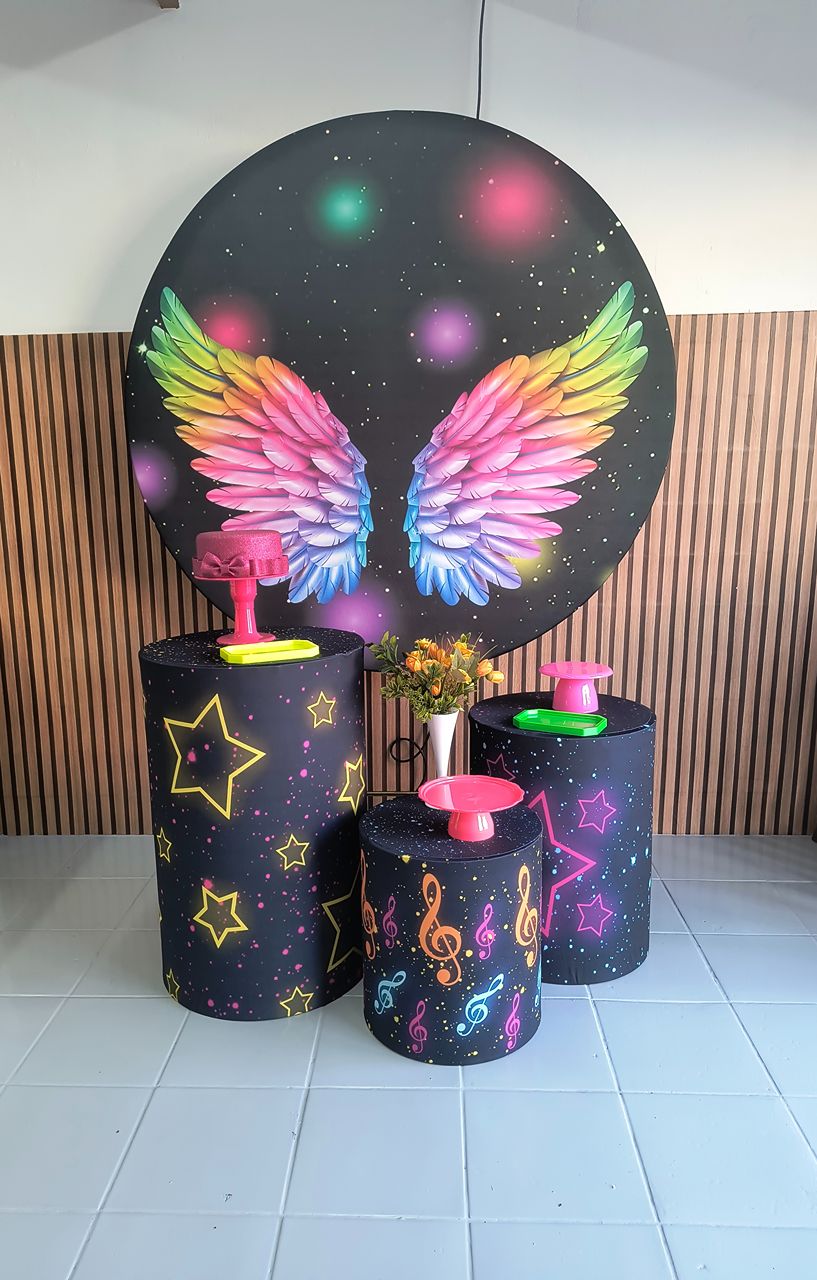 Kit Prata  Asas Neon - Lilas Decor Locações e Festas