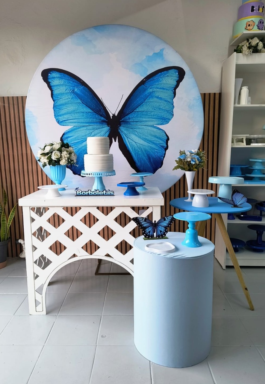 Kit Ouro Borboleta Azul - Lilas Decor Locações e Festas