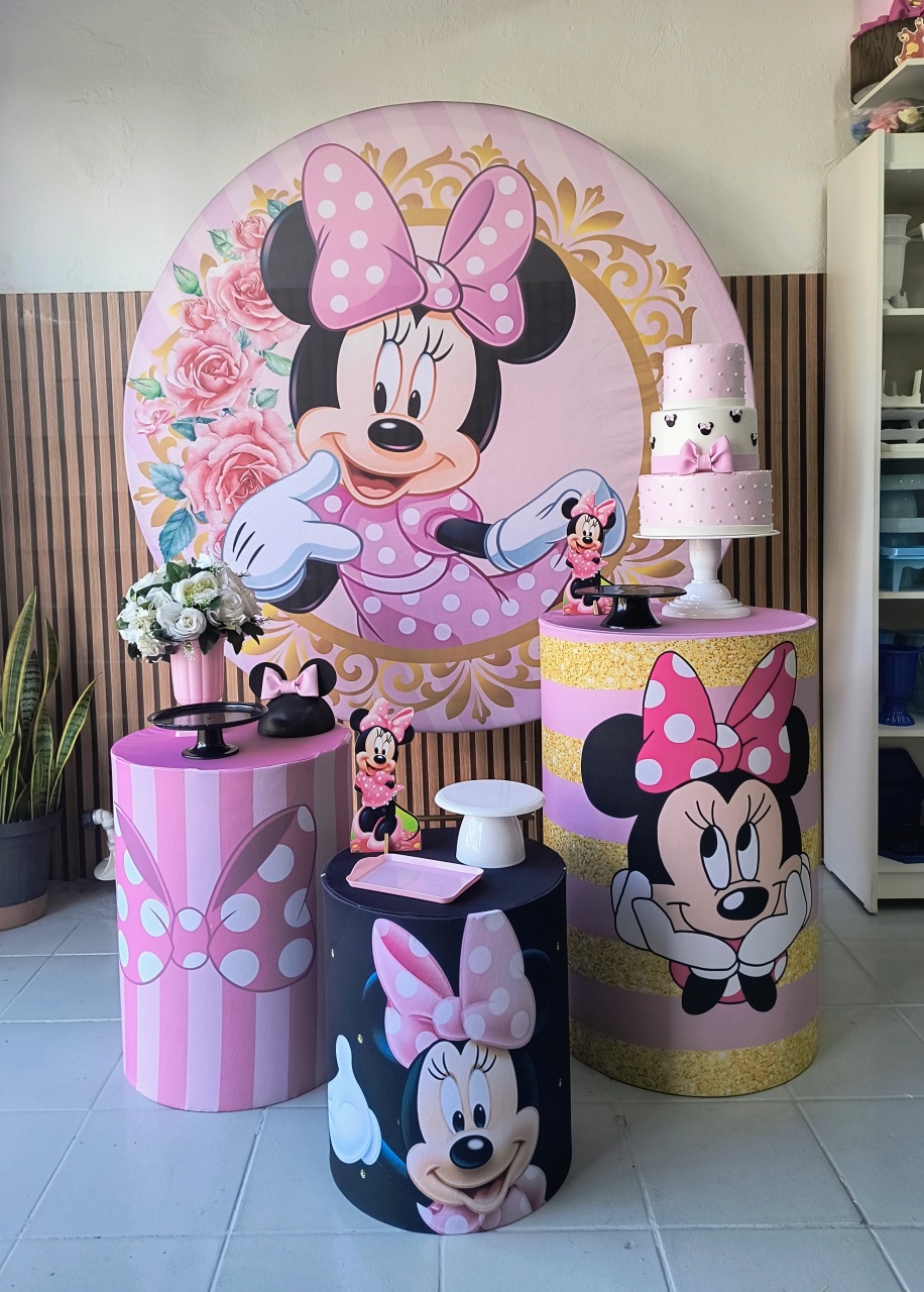Kit Prata  Minnie Rosa  - Lilas Decor Locações e Festas