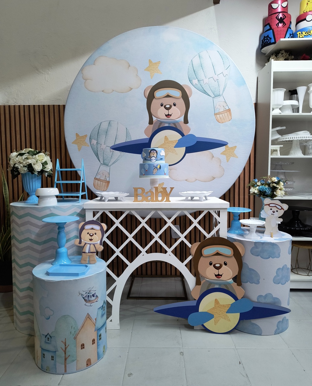 Kit Composição Ursinho Aviador  - Lilas Decor Locações e Festas