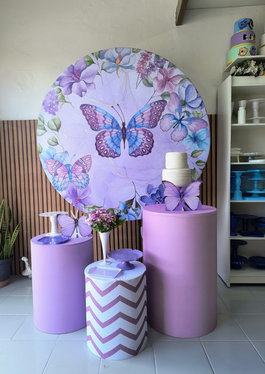 Kit Prata  Borboleta Lilas  - Lilas Decor Locações e Festas