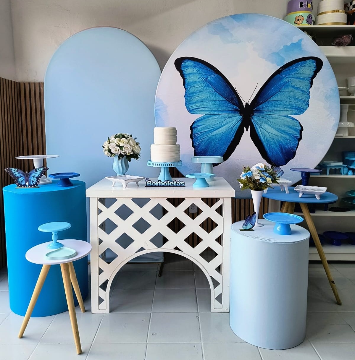 Kit Composição Borboleta Azul - Lilas Decor Locações e Festas