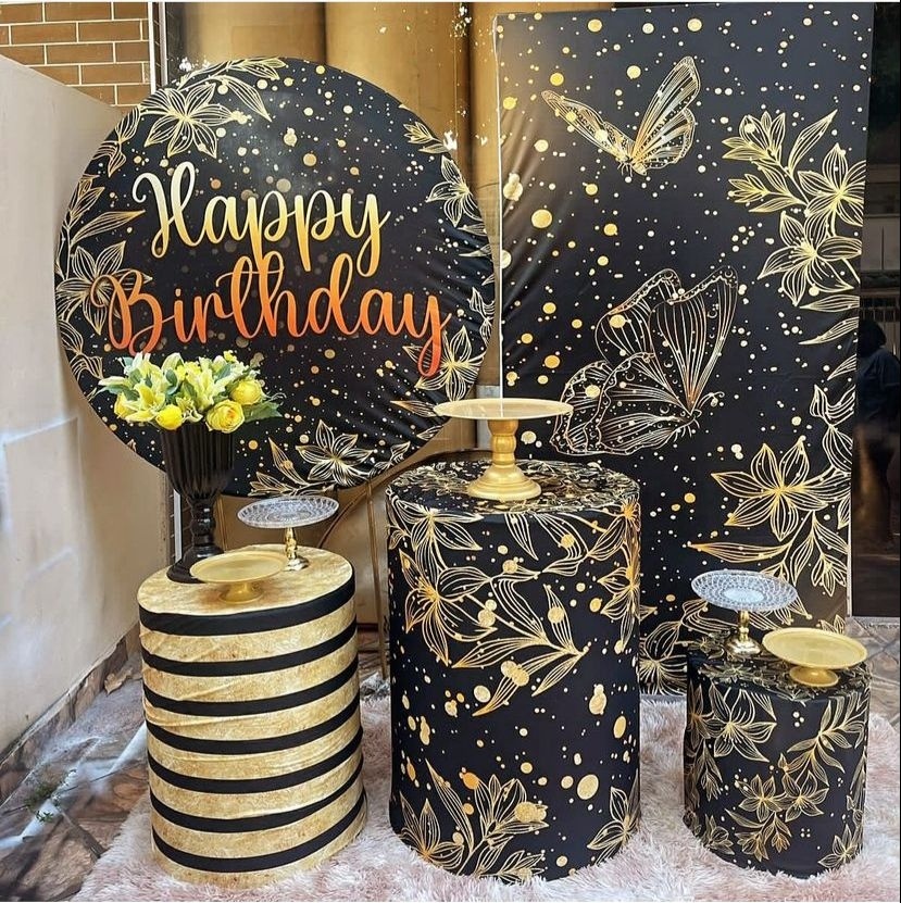 Happy Birthday Preto Dourado C Borboletas - CARLOS HENRIQUES DE OLIVEIRA CRESPO 52601125