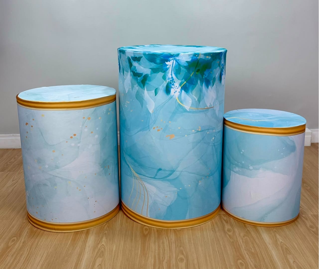 Trio Capas de Cilindros Sublimadas Flores Efeito Mármore - Selminha Lokfest