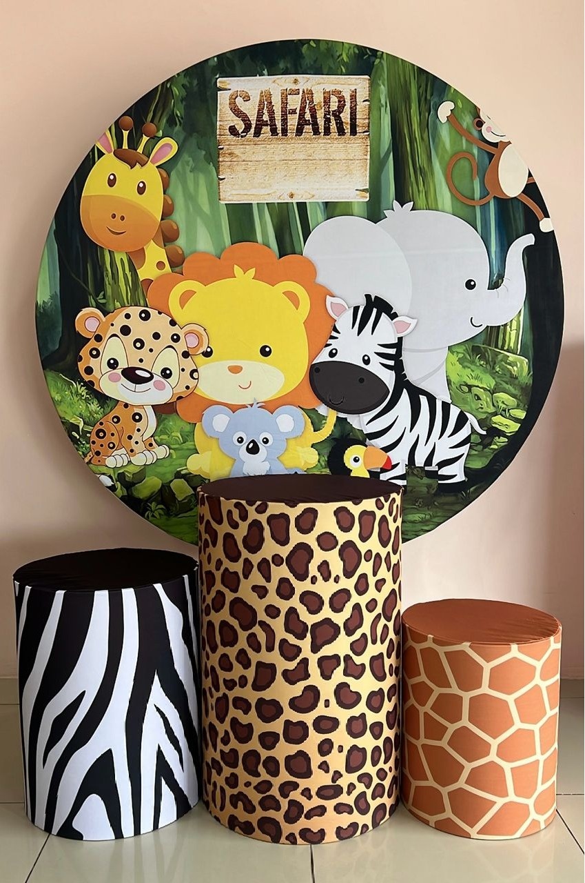 Kit Sublimado Capa Painel Redondo E Capas de Cilindros Safari - Selminha Lokfest