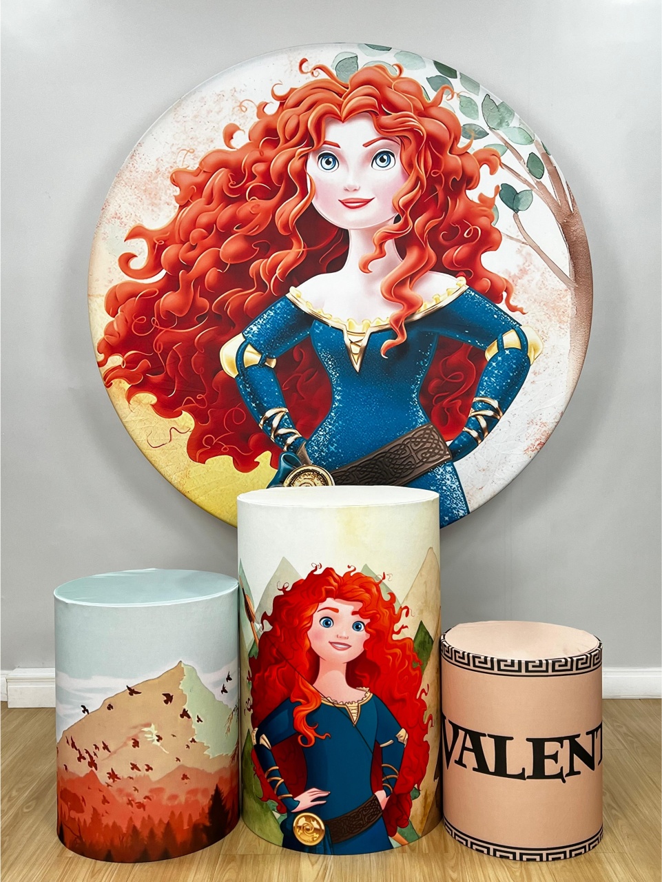 Kit Sublimado Capa Painel Redondo E Capas de Cilindros Princesa Merida - Selminha Lokfest