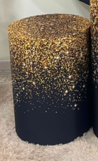 Capa Sublimada Cilindro Média Preto C/ Glitter Dourado - Selminha Lokfest
