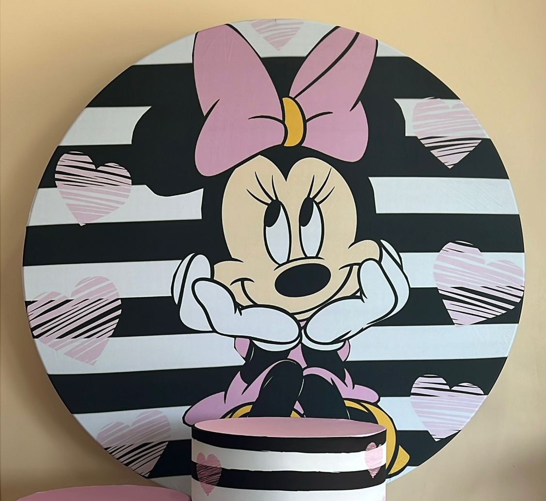 Capa Sublimada Painel Minnie Rosa (1.50M) - Selminha Lokfest
