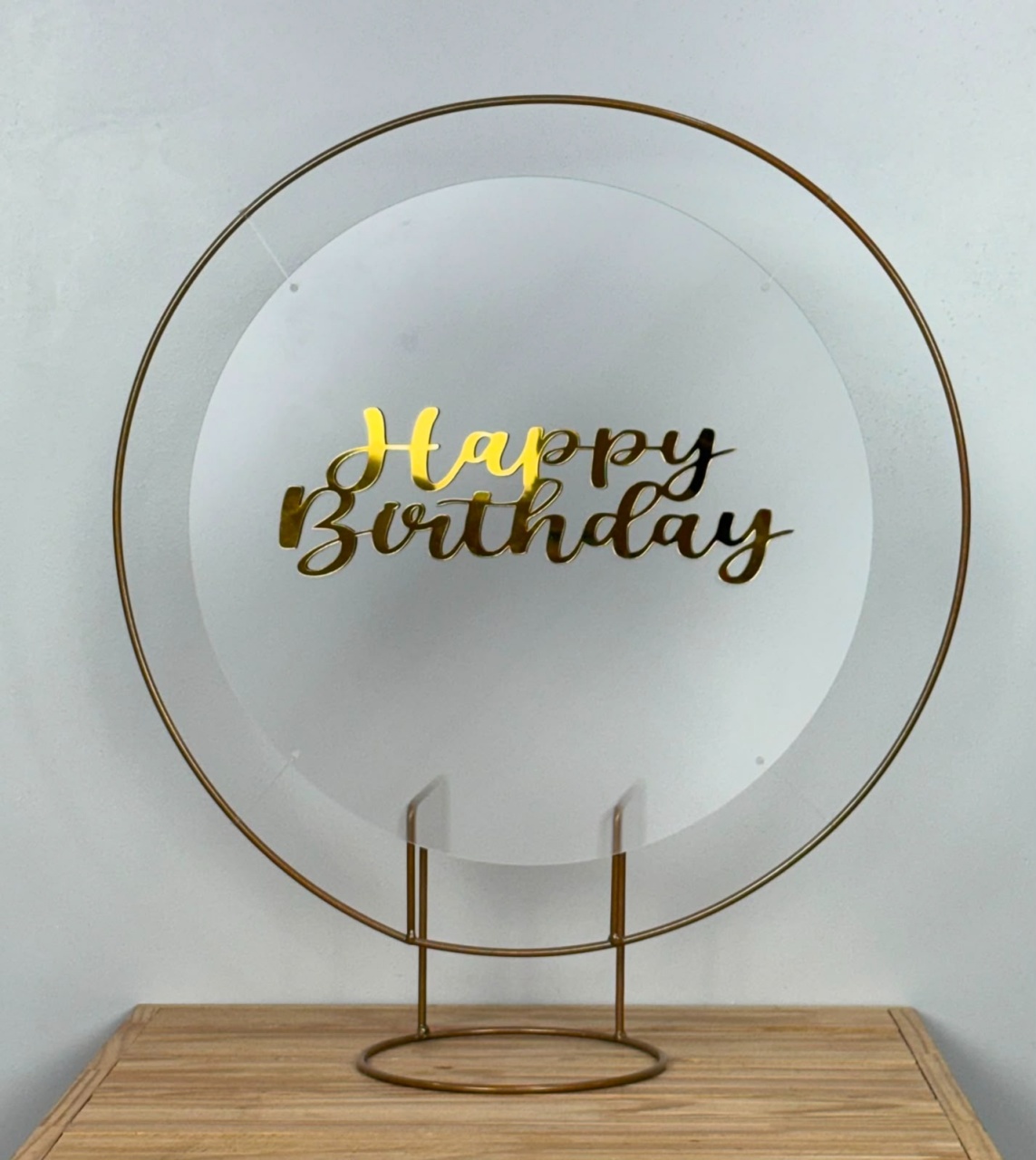 Mini Arco Ferro C/ Acrílico Transparente 50Cm (Happy Birthday) - Selminha Lokfest