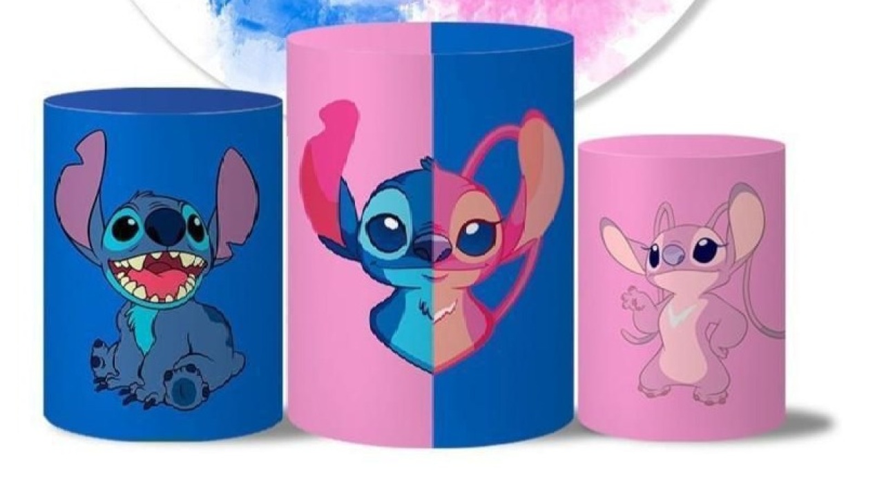 Trio Capas de Cilindros Sublimadas Angel E Stitch - Selminha Lokfest