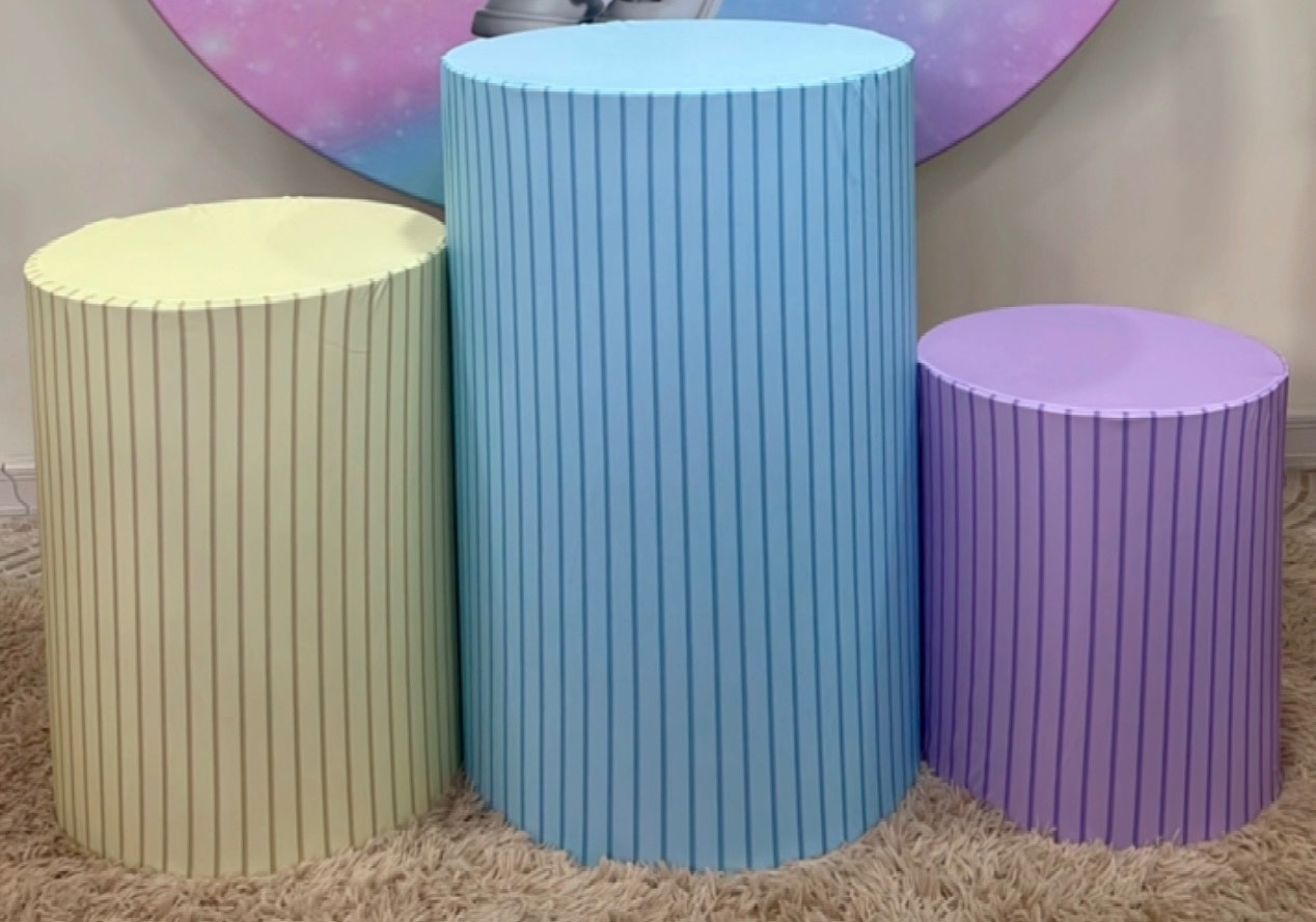Trio Capas de Cilindros Sublimadas Ripadas Candy Color - Selminha Lokfest