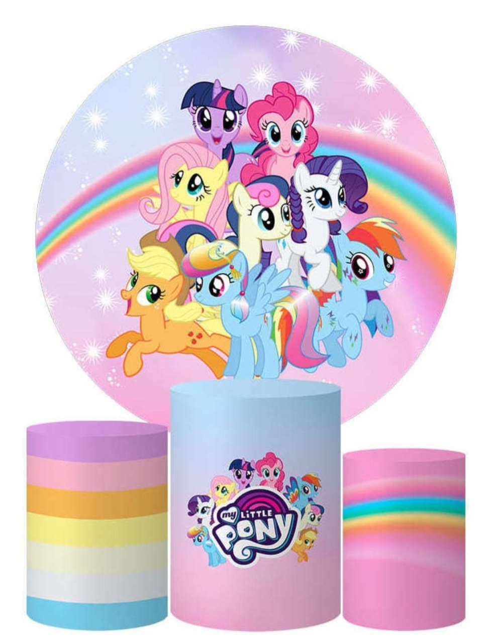 Kit Sublimado Capa Painel Redondo E Capas de Cilindros My Little Pony - Selminha Lokfest