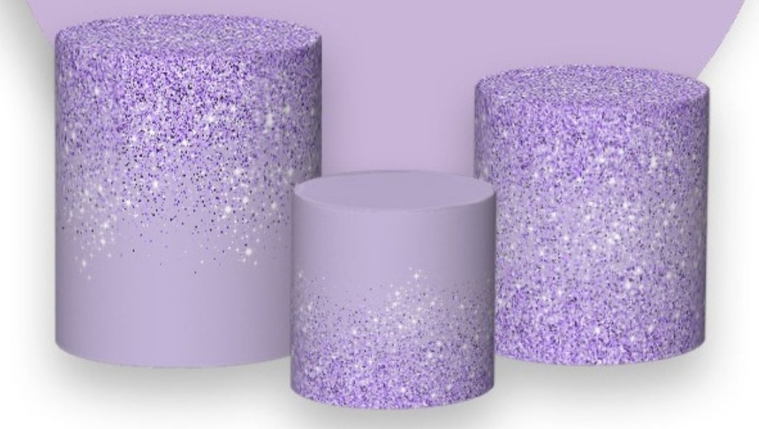 Trio Capas de Cilindros Sublimadas Lilás C/ Glitter - Selminha Lokfest