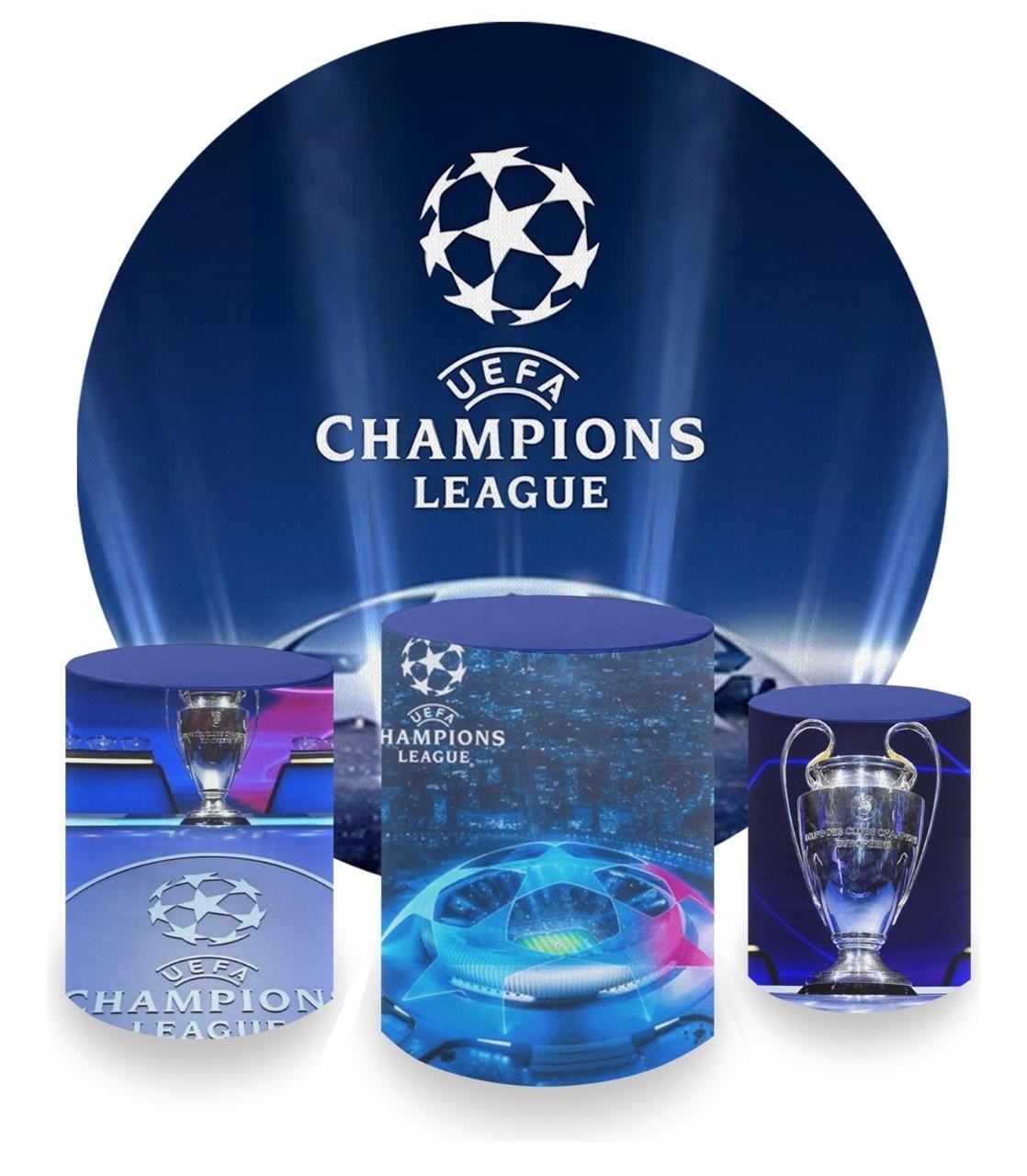 Kit Sublimado Capa Painel Redondo E Capas de Cilindros Champions League - Selminha Lokfest