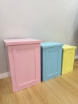Trio de Mesas Quadradas Boiserie Coloridas Mdf (Rosa,Azul,Amarela) - imagem 2