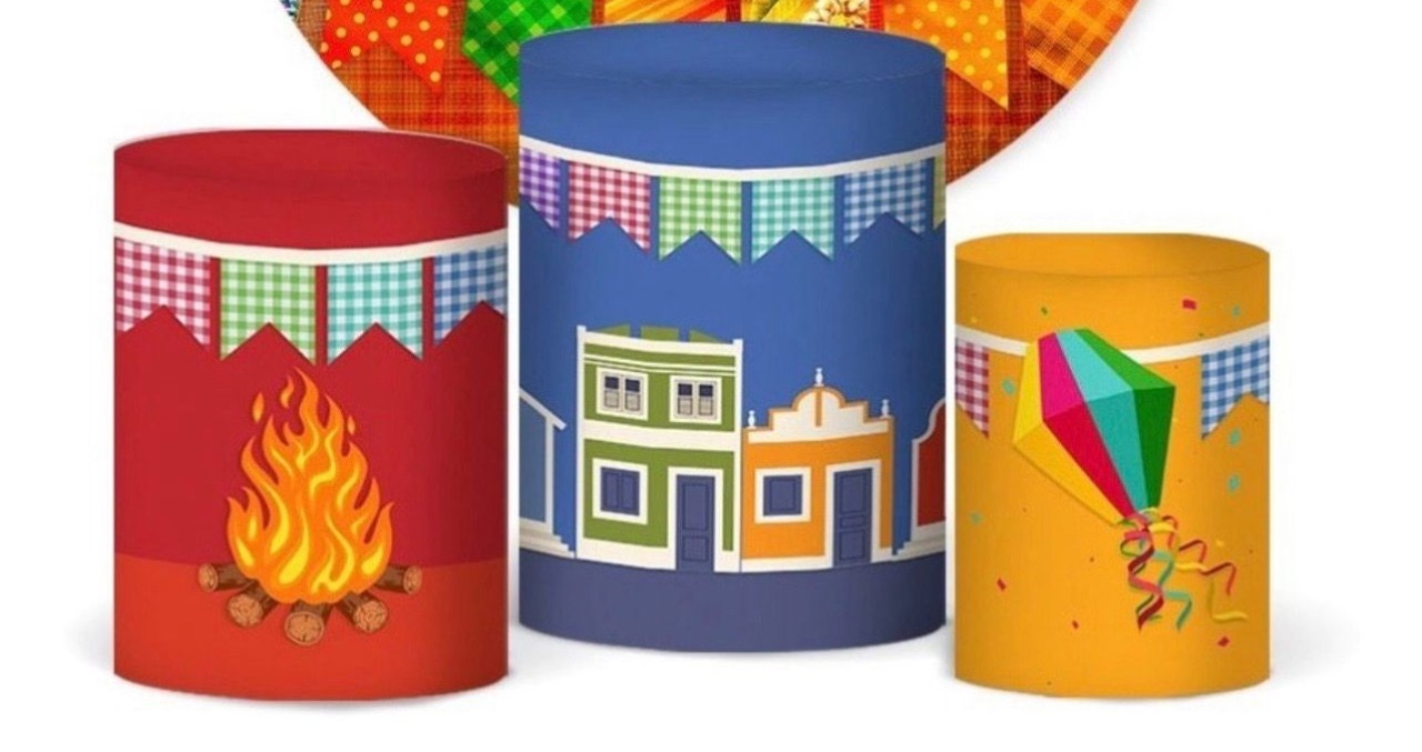 Trio Capas de Cilindros Sublimadas Festa Junina Kit 01 - Selminha Lokfest