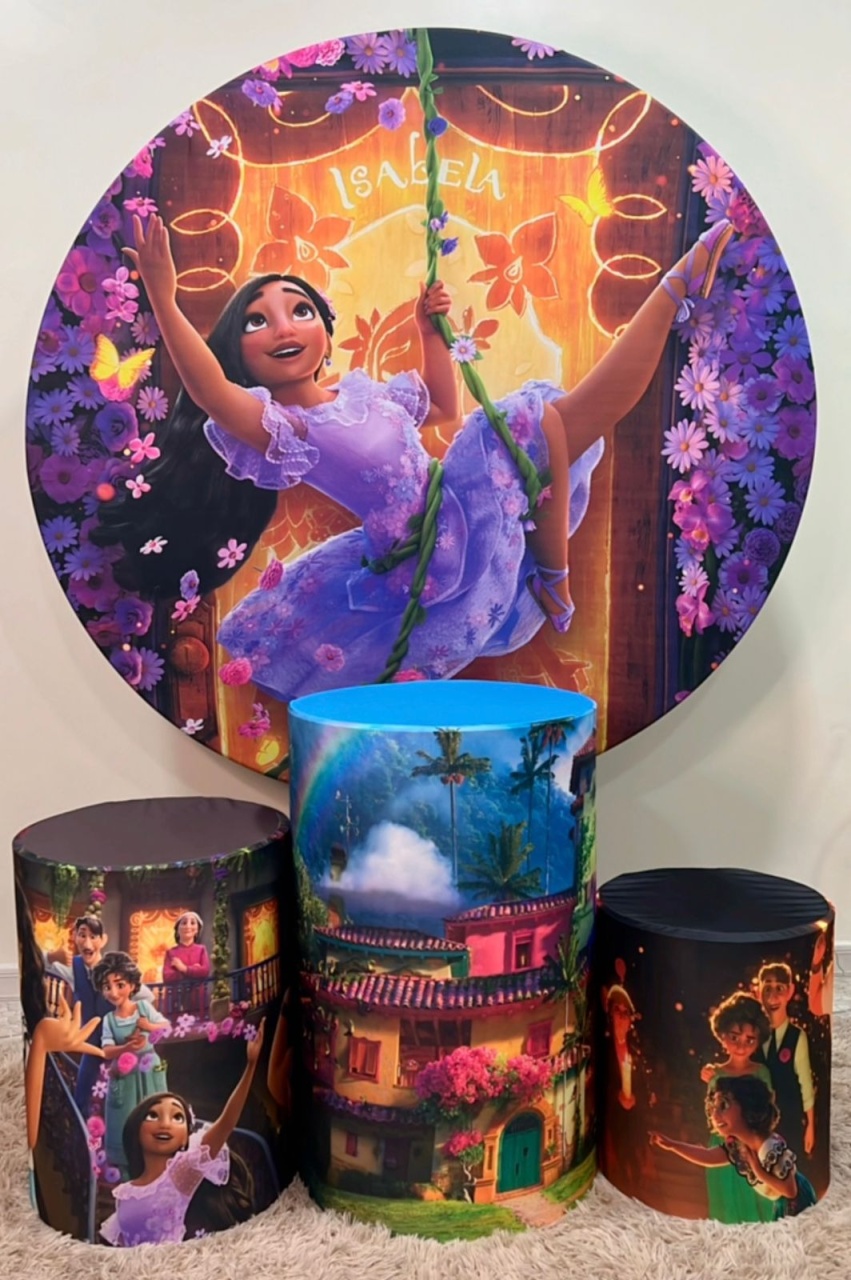 Kit Sublimado Capa Painel Redondo E Capas de Cilindros Isabela Encanto - Selminha Lokfest