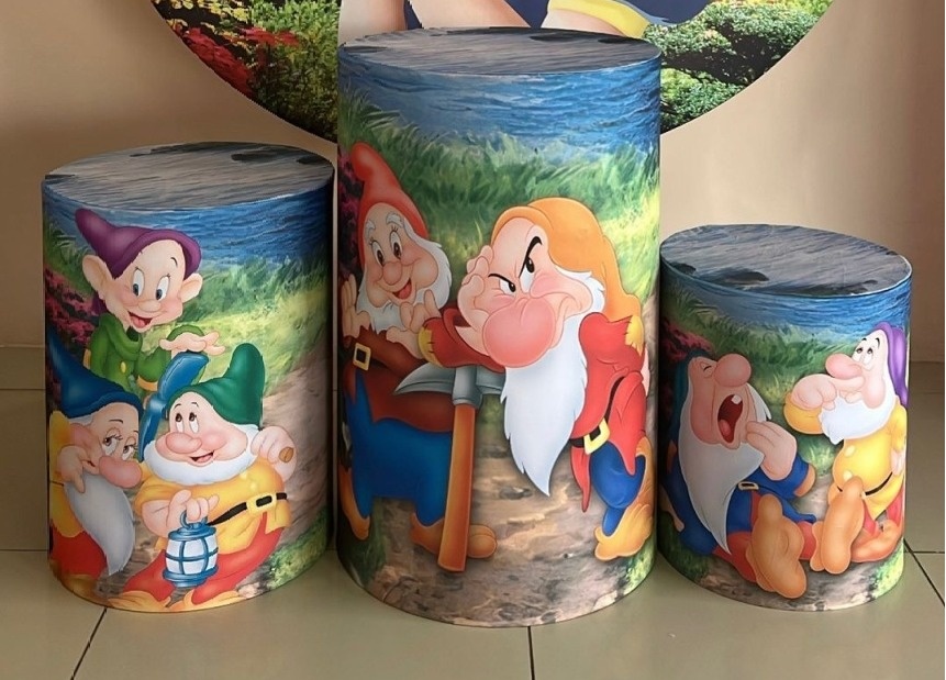 Trio Capas de Cilindros Sublimadas Branca de Neve  - Selminha Lokfest