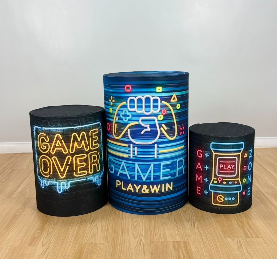 Trio Capas de Cilindros Sublimadas Video Game - Selminha Lokfest