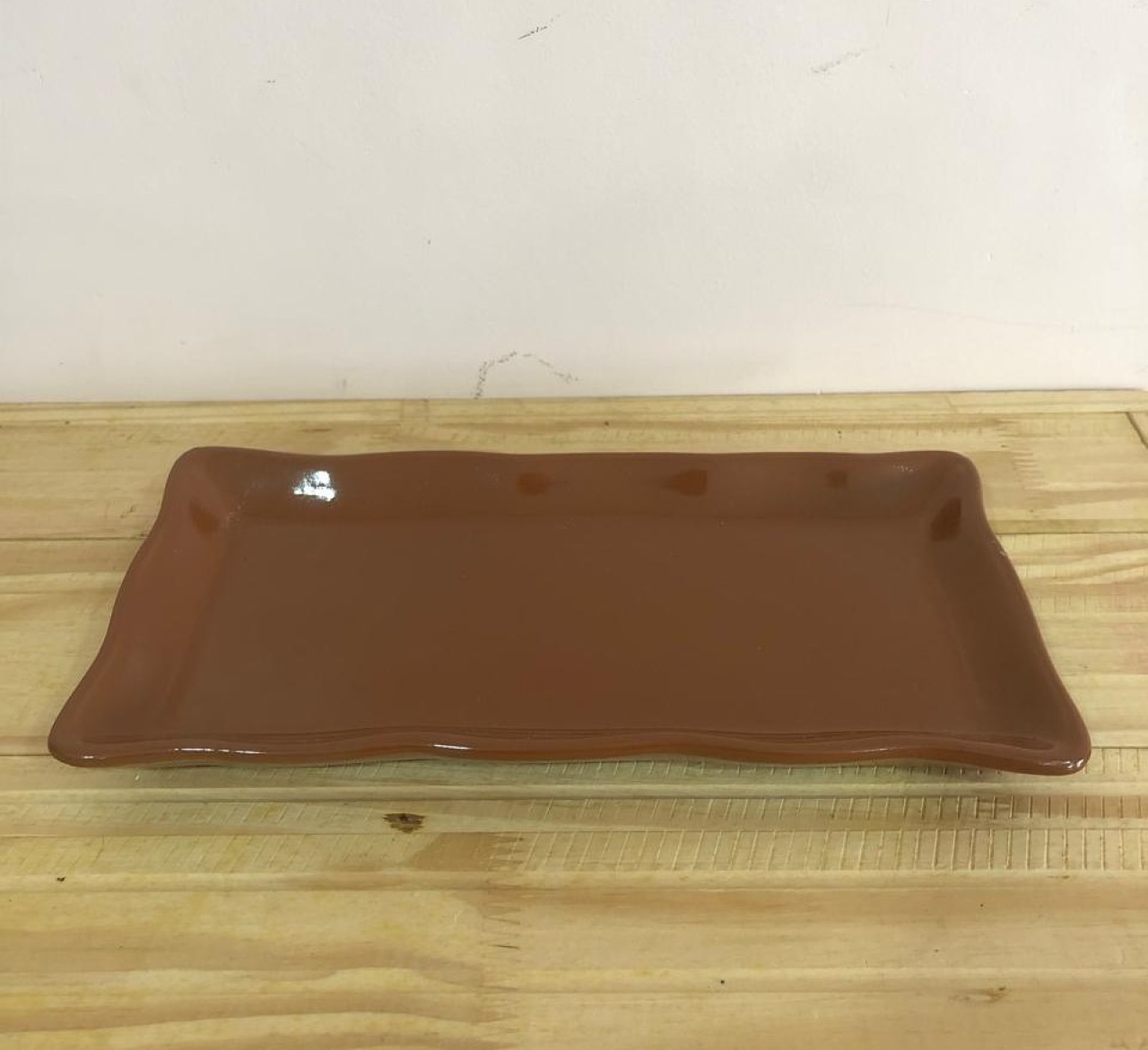 Bandeja Retangular Rendada de Cerâmica Caramelo (30Cm) - Selminha Lokfest