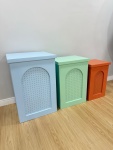 Trio de Mesas Quadradas Perfuradas Coloridas Mdf (Azul,Verde,Laranja) - imagem 2