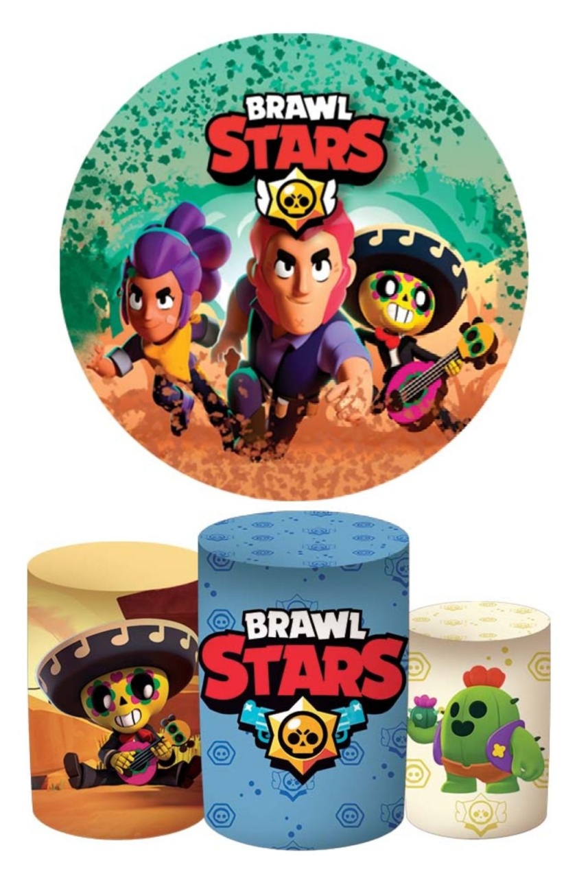 Kit Sublimado Capa Painel Redondo E Capas de Cilindros Brawl Stars - Selminha Lokfest
