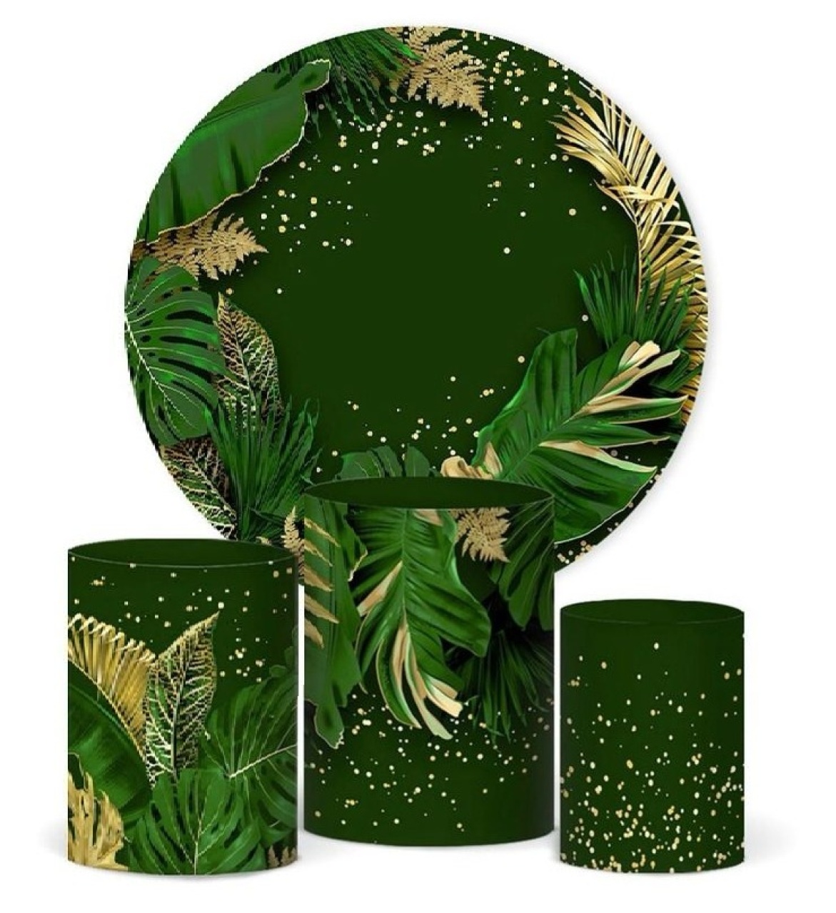 Kit Sublimado Capa Painel Redondo E Capas de Cilindros Folhagem Verde - Selminha Lokfest