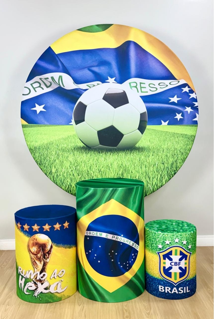 Kit Sublimado Capa Painel Redondo E Capas de Cilindros Brasil 02 - Selminha Lokfest