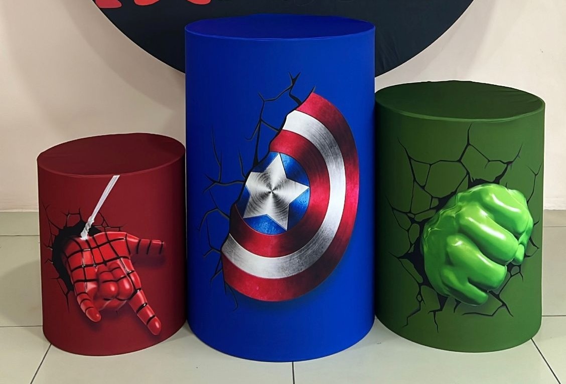 Trio Capas de Cilindros Sublimadas Vingadores Cute - Selminha Lokfest