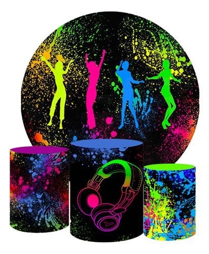  Kit Sublimado Capa Painel Redondo E Capas de Cilindros Neon Kit 02 - Selminha Lokfest