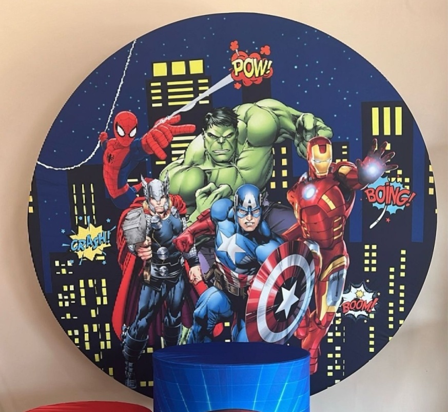 Capa Painel Redondo Sublimado Vingadores (1.50Cm) - Selminha Lokfest