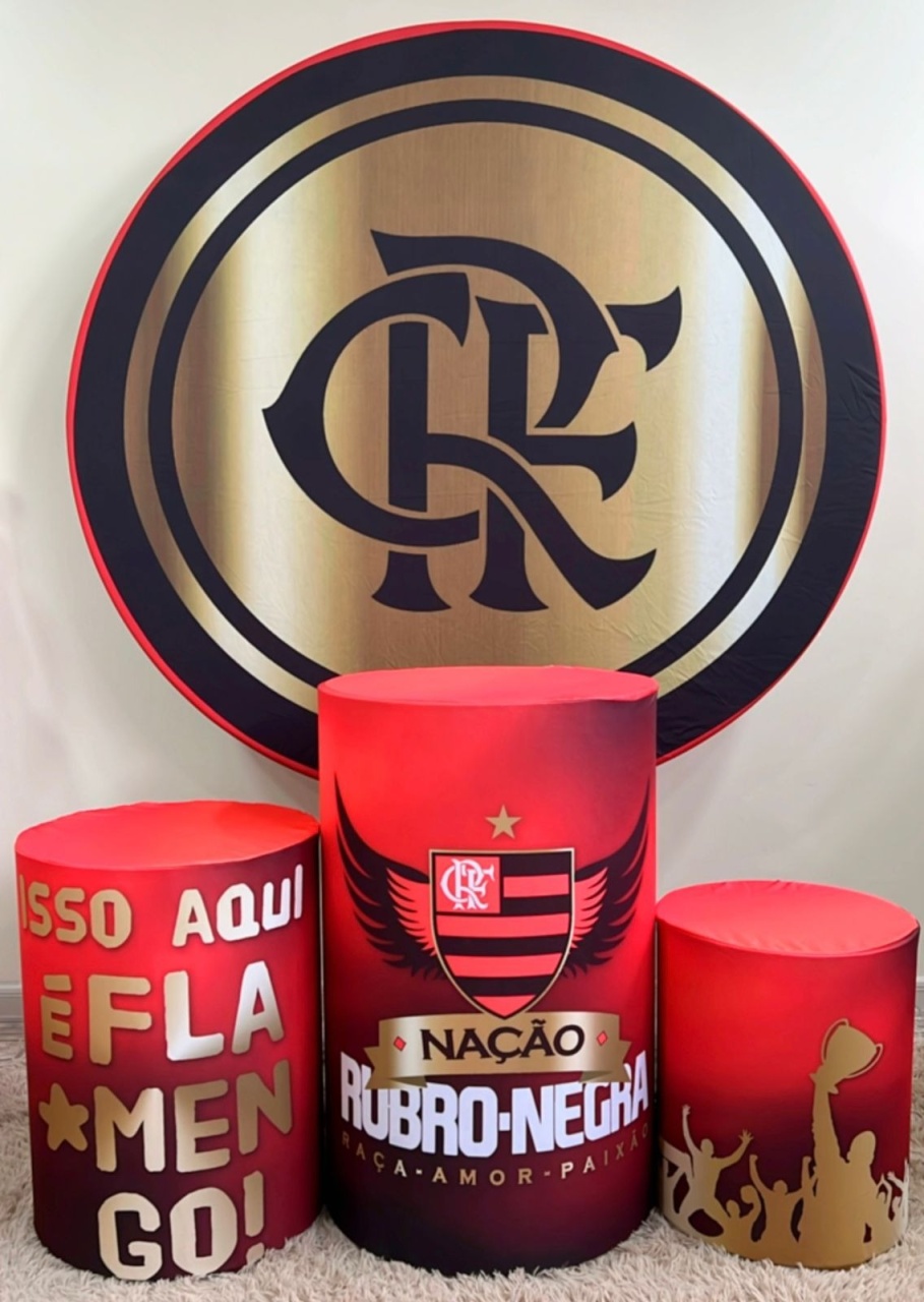 Kit Sublimado Capa Painel Redondo E Capas de Cilindros Flamengo - Selminha Lokfest