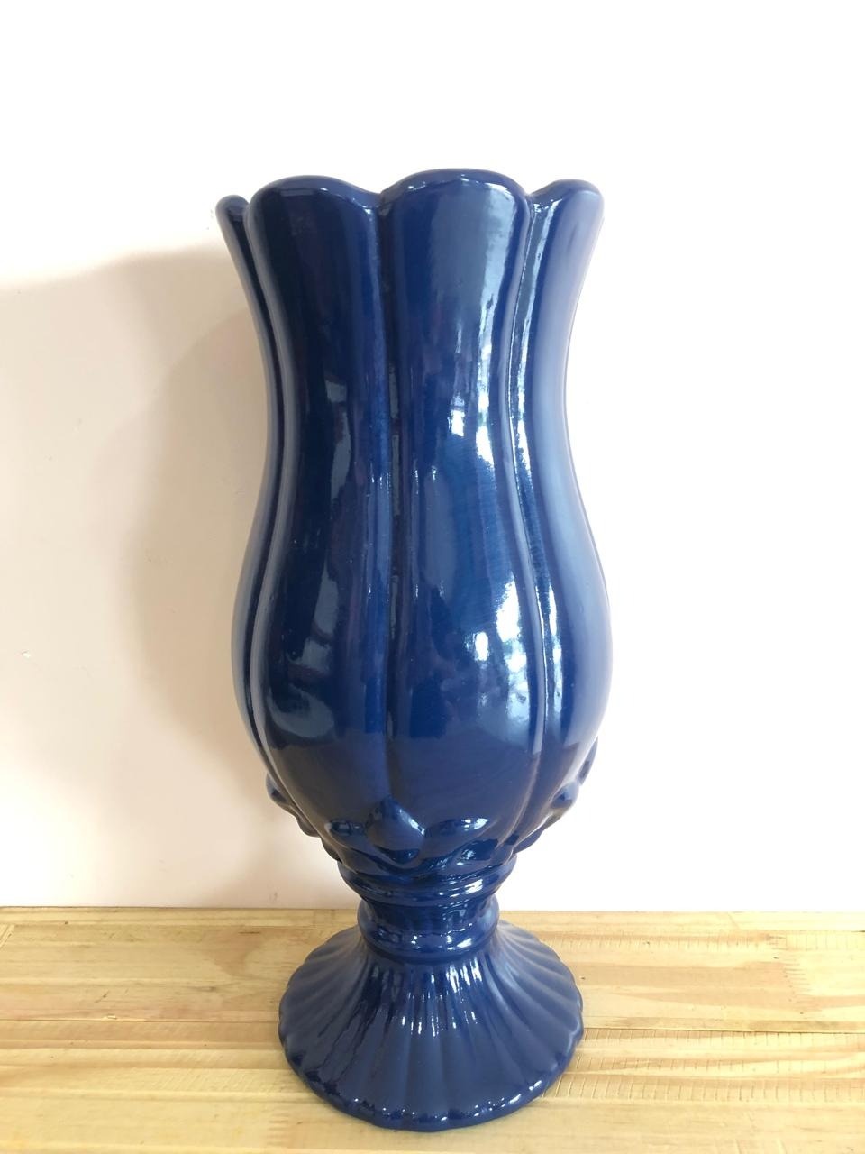 Vaso Flor Cerâmica Azul Escuro (37Cm) - Selminha Lokfest