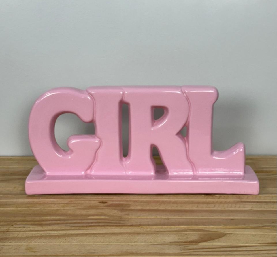 Palavra Girl Rosa Candy Cerâmica  - Selminha Lokfest