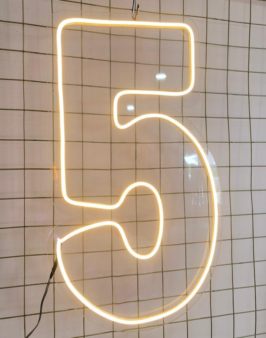 Numero 5 Em Led Acrílico Branco Quente (60Cm) - Selminha Lokfest