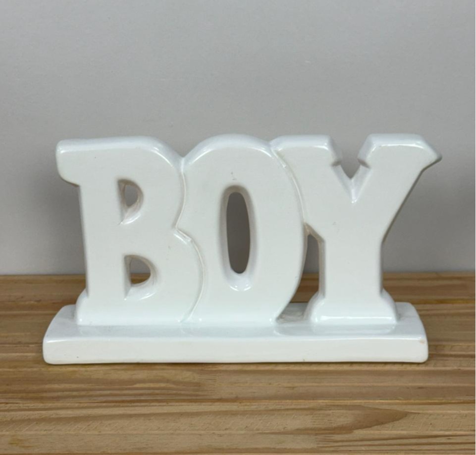 Palavra Boy Branco Cerâmica  - Selminha Lokfest