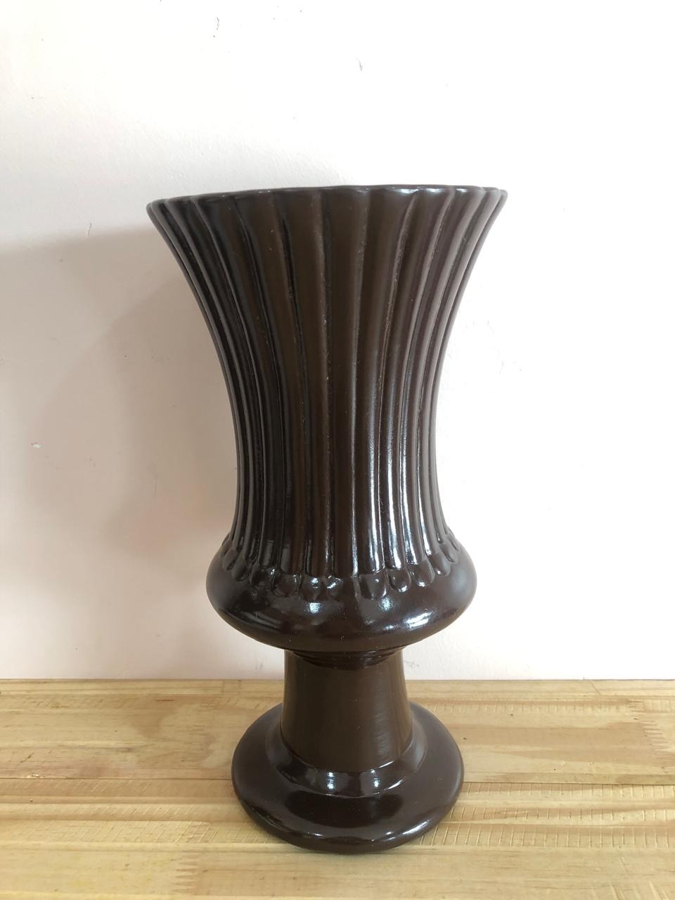 Vaso Pavão Cerâmica Marrom (29Cm) - Selminha Lokfest